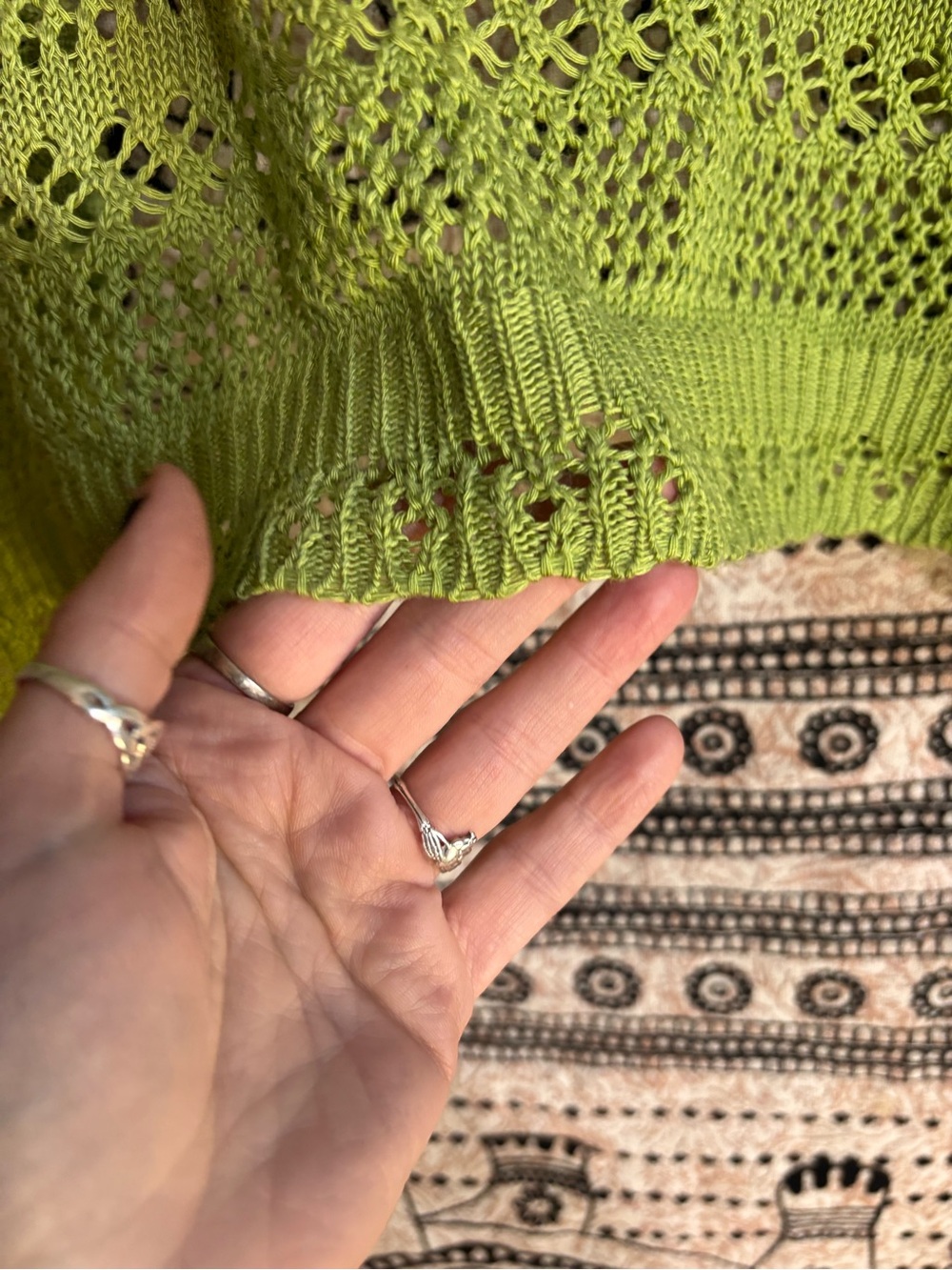 Sweet Kizz Bright Green open knit Cropped Summer Cardigan Size Xl - Picture 5 of 6